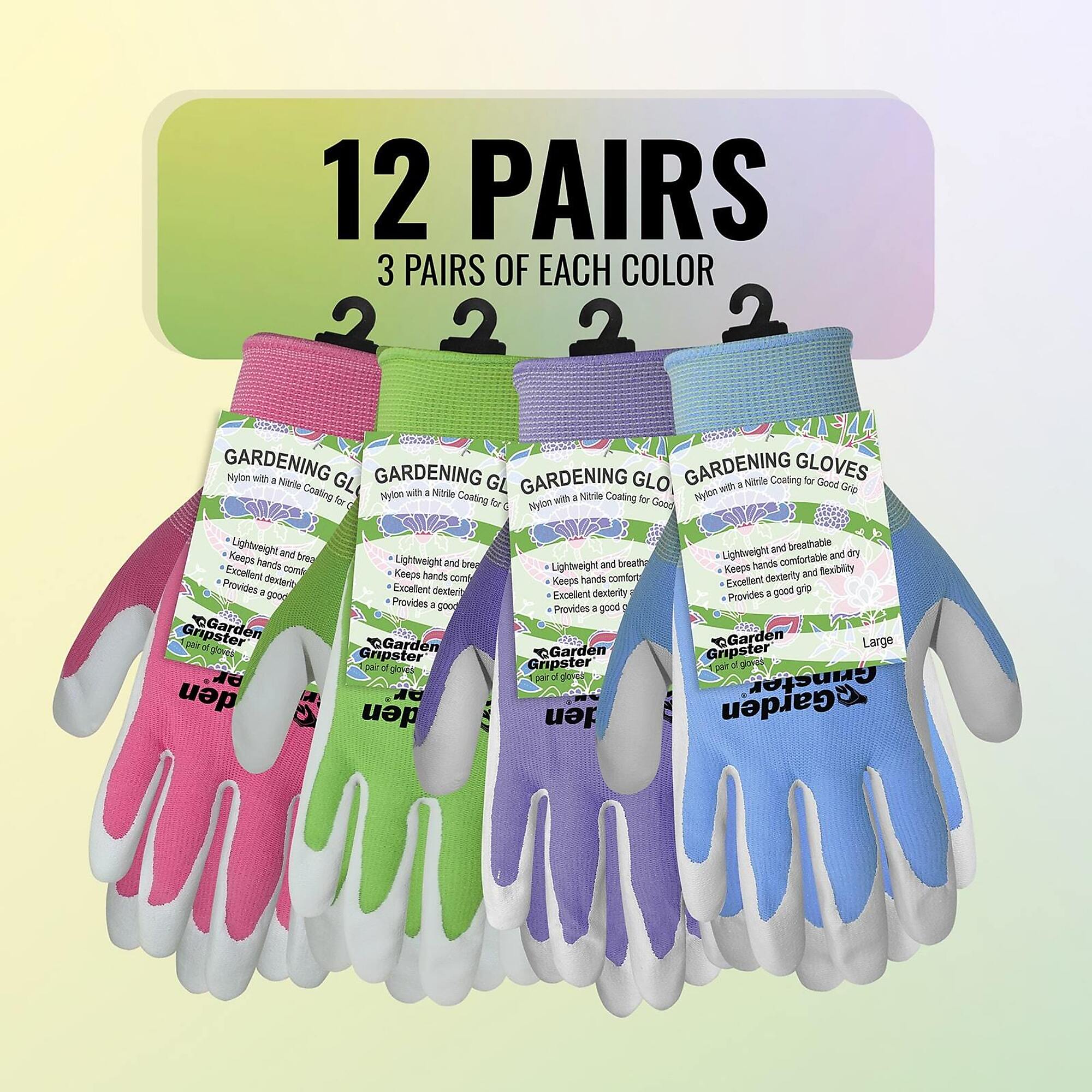 Global Glove Multi-Color, Nitrile Coated, A1 Cut Garden Gloves- 12 Pairs